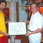 Receiving the Siu Lam Wing Tjun master certificate