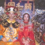 During a promotional trip in China in China dressed up as the emperors of China