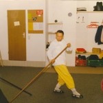 GM Cheng Kwong teaching a German student the Chi Sim Wing Tjun pole techniques - Germany