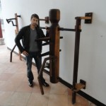 With Bruce Lee's original wooden dummy